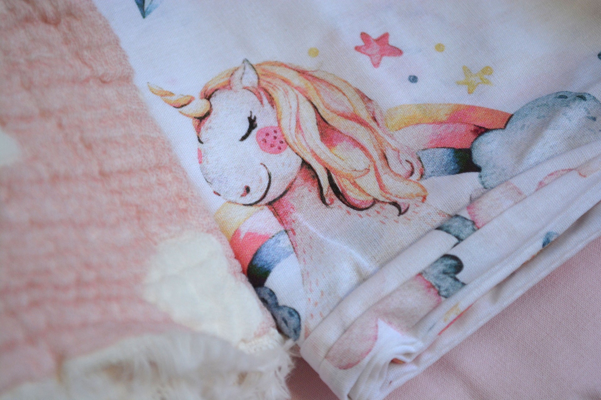 Постільна білизна Saheser Baby Pique Set 110 х 120 см. Unicorn Pudra