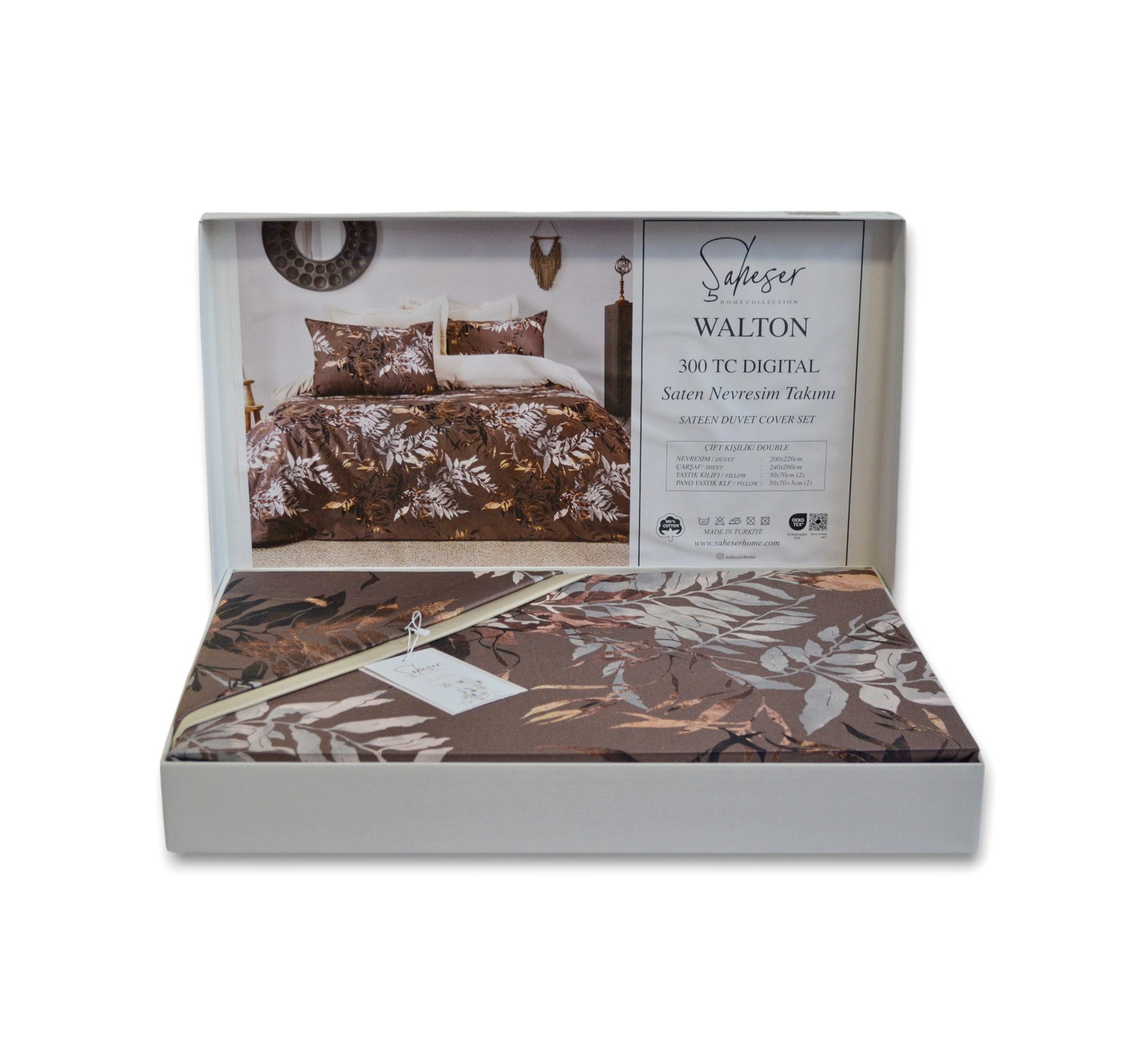 Комплект постільної білизни Saheser Digital Satin 300 TC 200х220 см Walton