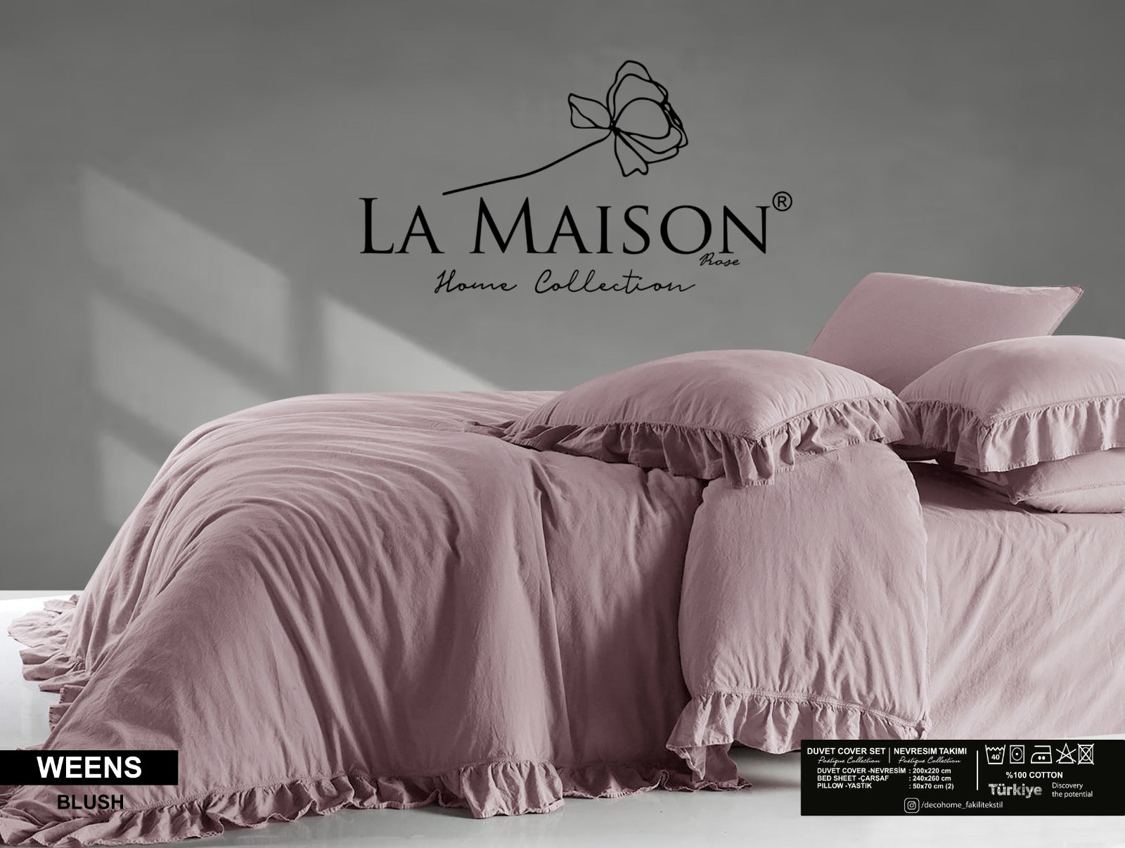 Постільна білизна La Maison Stonewashed 200 х 220 см  Weens Blush