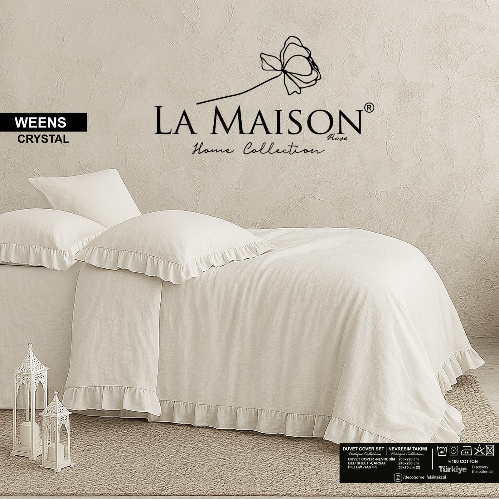 Постільна білизна La Maison Stonewashed 200 х 220 см  Weens Crystal