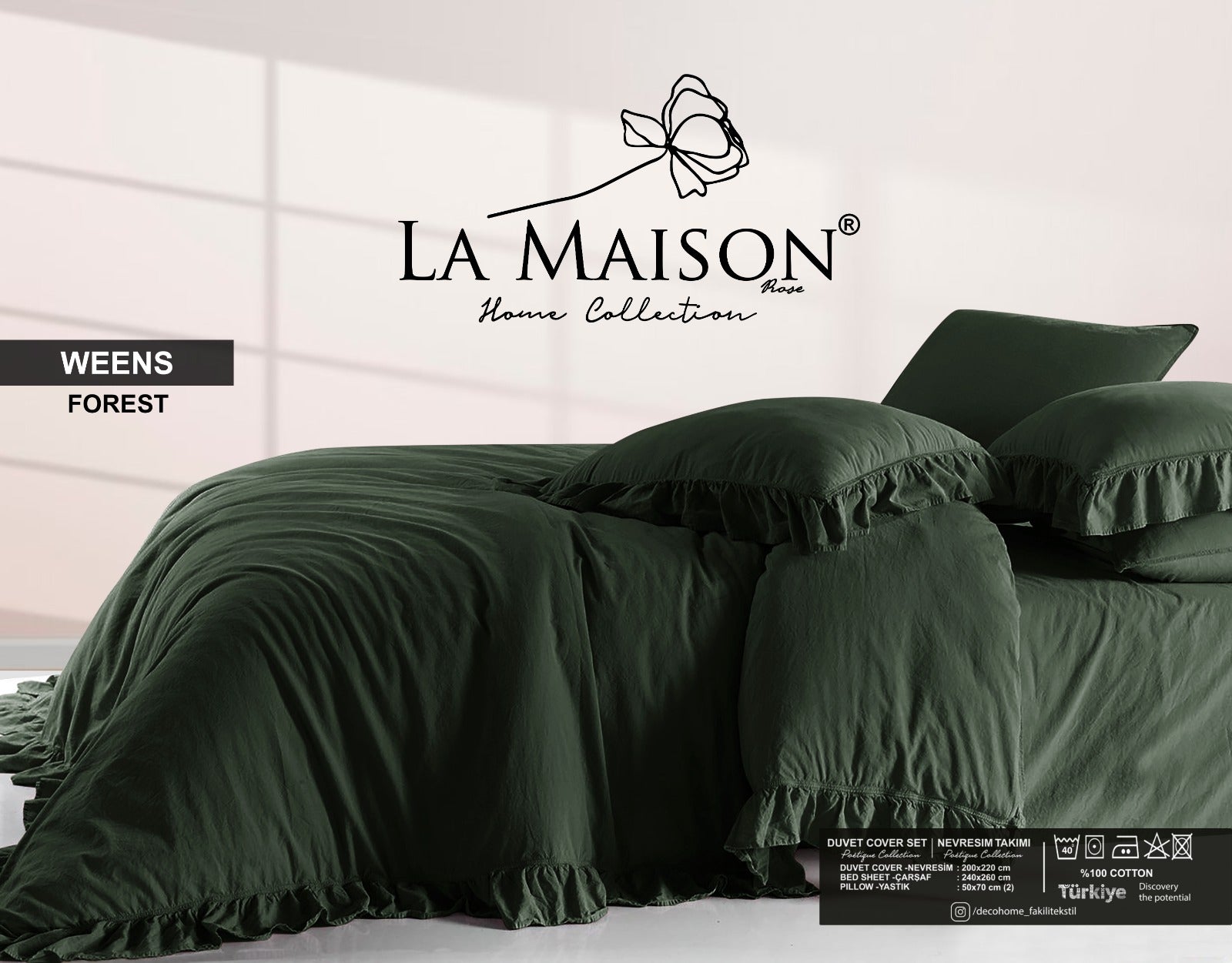Постільна білизна La Maison Stonewashed 200 х 220 см  Weens Forest