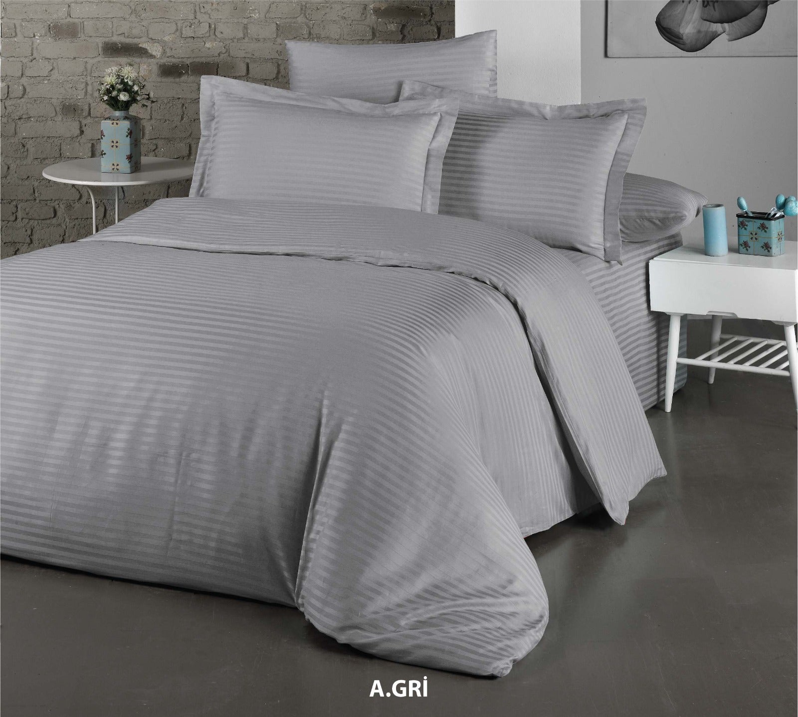 Постільна білизна Cotton Shine Stripe Satin 200х220 Gri