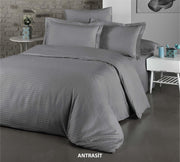 Постільна білизна Cotton Shine Stripe Satin 160х220 сімейний Antrasit