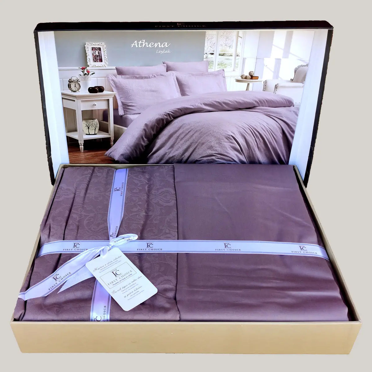 Постільна білизна First Choice Jacquard Satin 200 х 220 см Athena Lilac