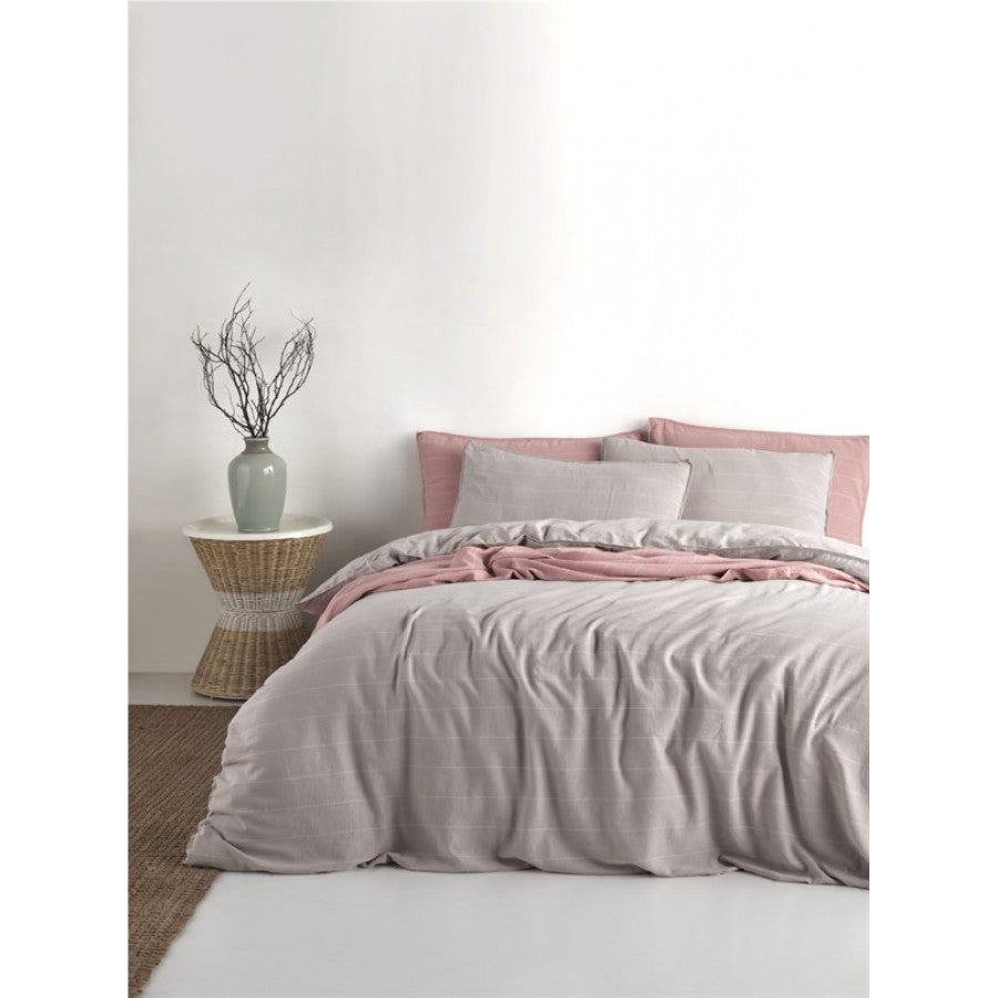Постільна білизна Limasso Stonewashed Ranforse 200 х 220 см Aura Opal Grey