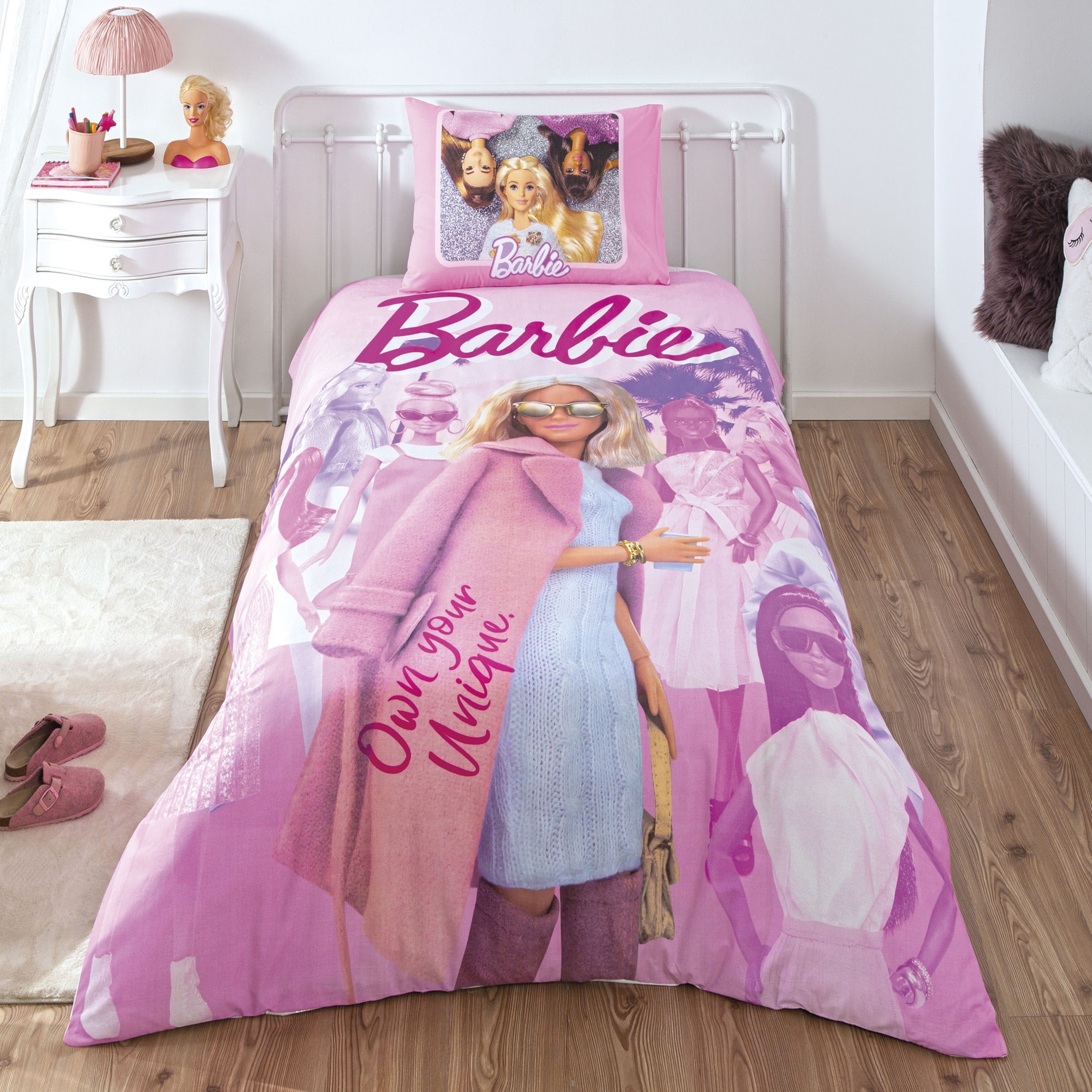 Постільна білизна TAC Disney 160x220 см Barbie Pink Power