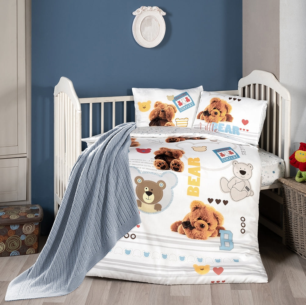 Постільна білизна для новонароджених з пледом First Choice Baby Digital Satin Nirvana 100х150 см. Bear