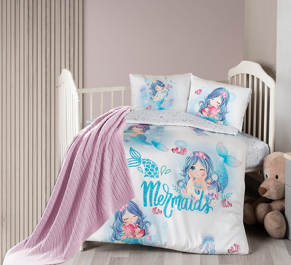 Постільна білизна для новонароджених з пледом First Choice Baby Digital Satin Nirvana 100х150 см. Mermaid