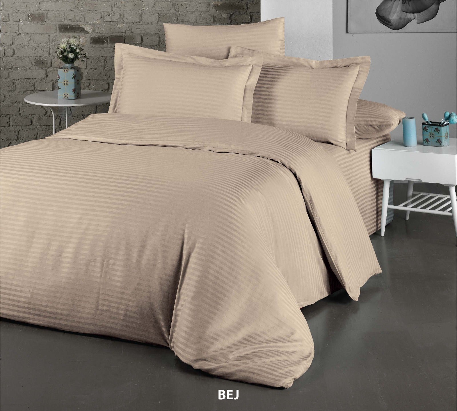 Постільна білизна Cotton Shine Stripe Satin 160х220 сімейний Bej