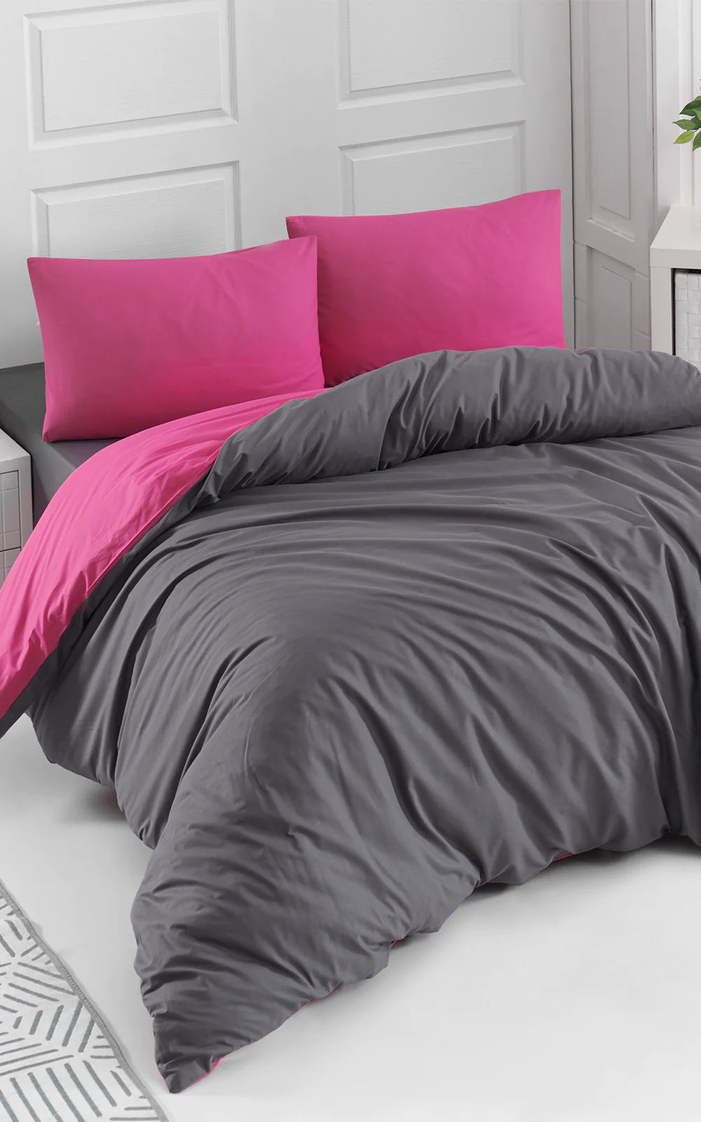 Постільна білизна Charlotte Colorpool Ranforse 200х220 см Fusya-Antrasit