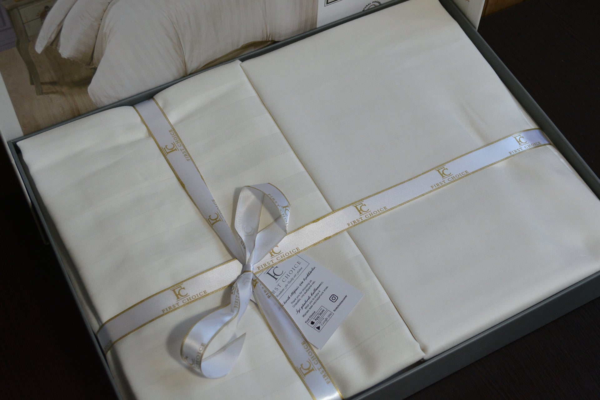 Постільна білизна First Choice Cotton Satin 160x220 Broad Line Cream
