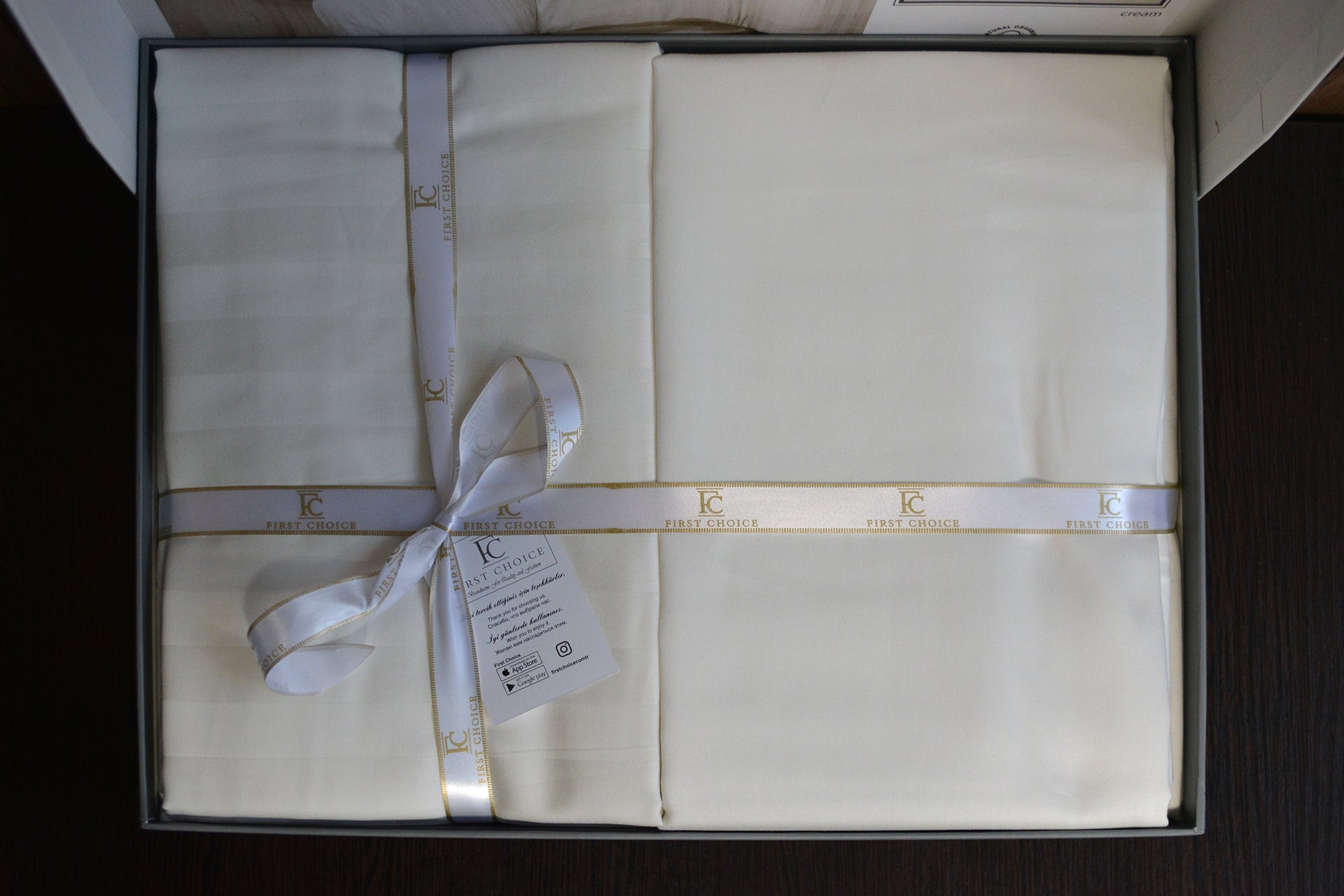 Постільна білизна First Choice Cotton Satin 160x220 Broad Line Cream
