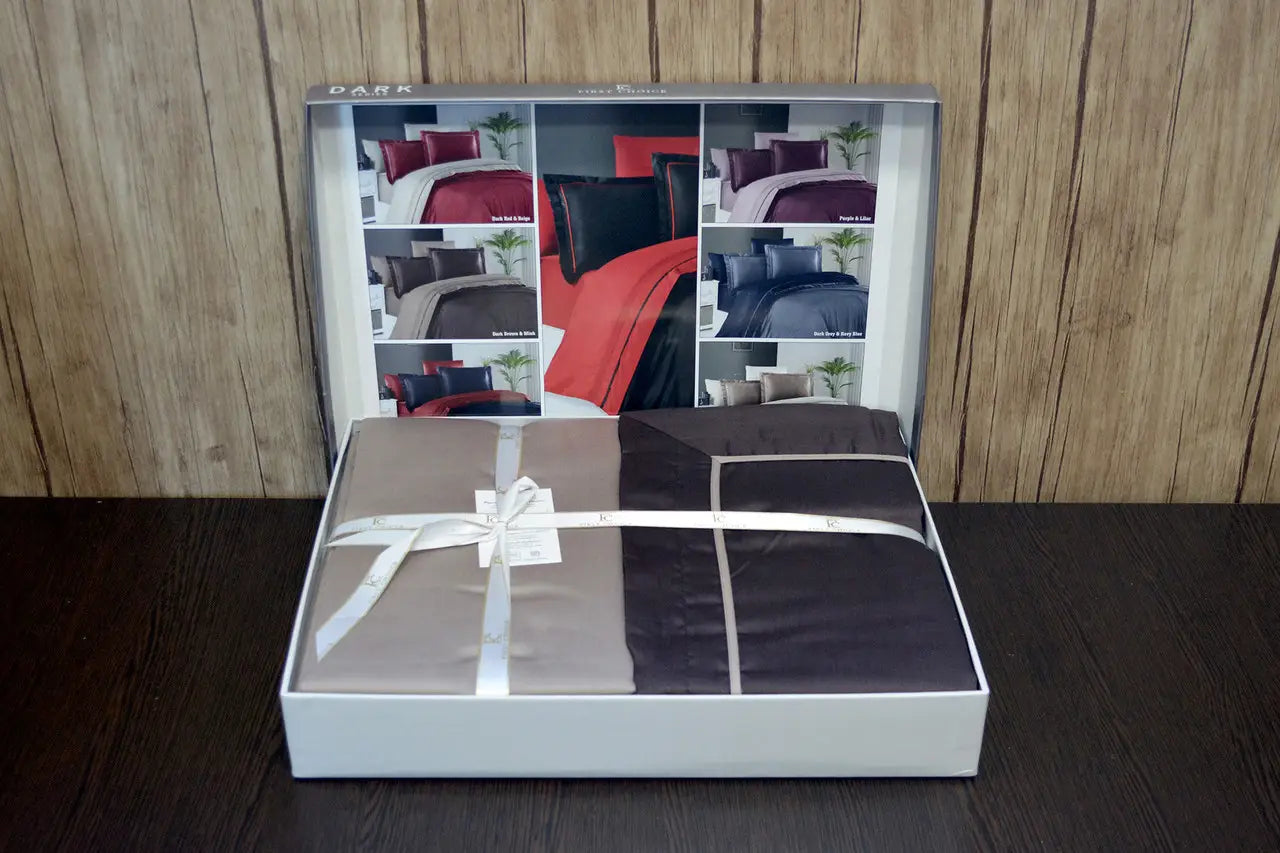 Комплект постільної білизни First Choice Deluxe Satin DARK 200х220 Serenity Brown Mink
