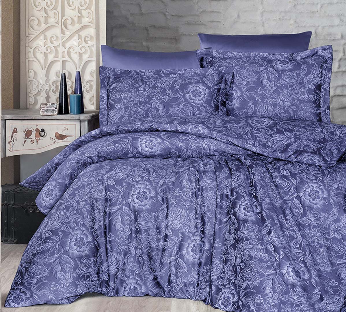 Постільна білизна First Choice Cotton Satin 160 х 220 см сімейний Advina Indigo