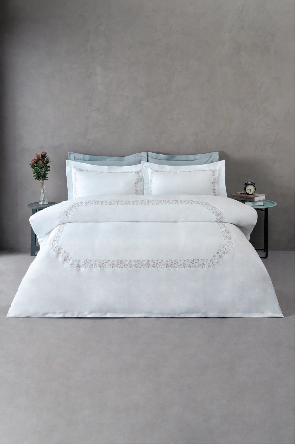 Комплект постільної білизни Dantela Digital Satin 200х220 см Delia Mavi