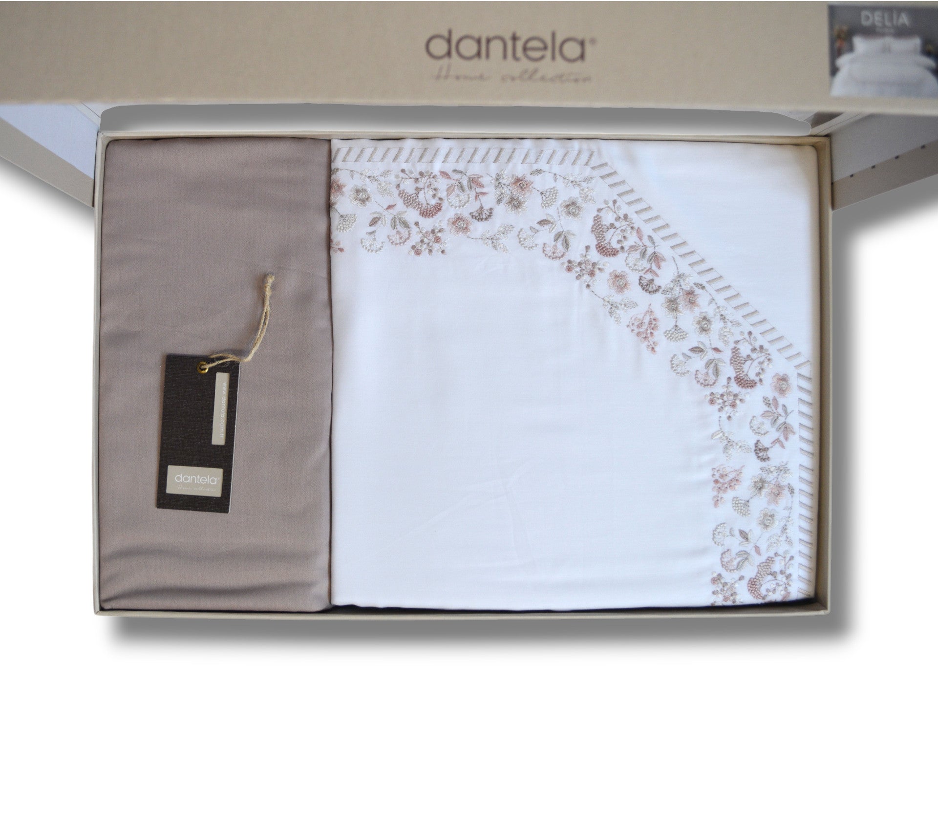 Комплект постільної білизни Dantela Digital Satin 200х220 см Delia Pudra