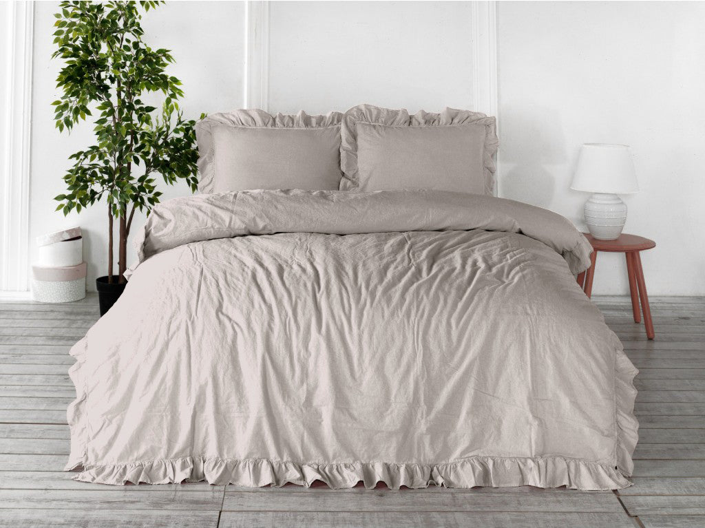 Постільна білизна Limasso Stonewashed Exclusive Ranforse 200 х 220 см Natural Krem