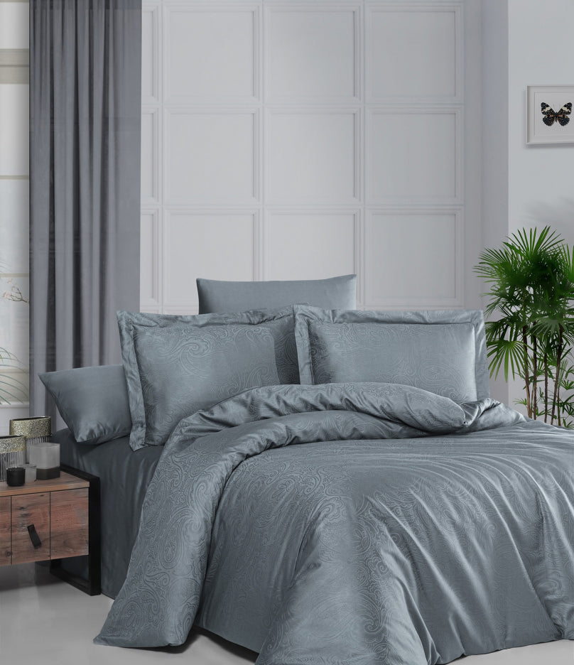 Постільна білизна First Choice Jacquard Satin DARK 200 х 220 см Feodora Dark Grey