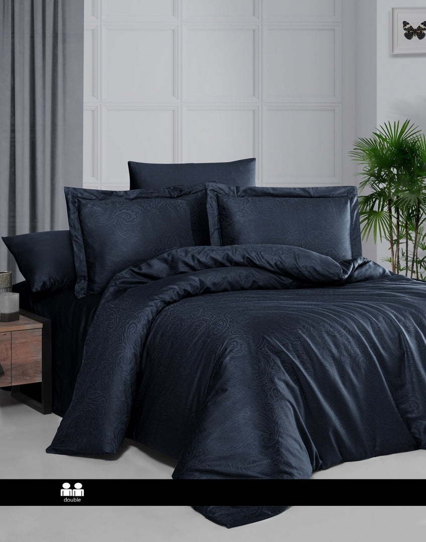 Постільна білизна First Choice Jacquard Satin DARK 200 х 220 см Feodora Navy Blue