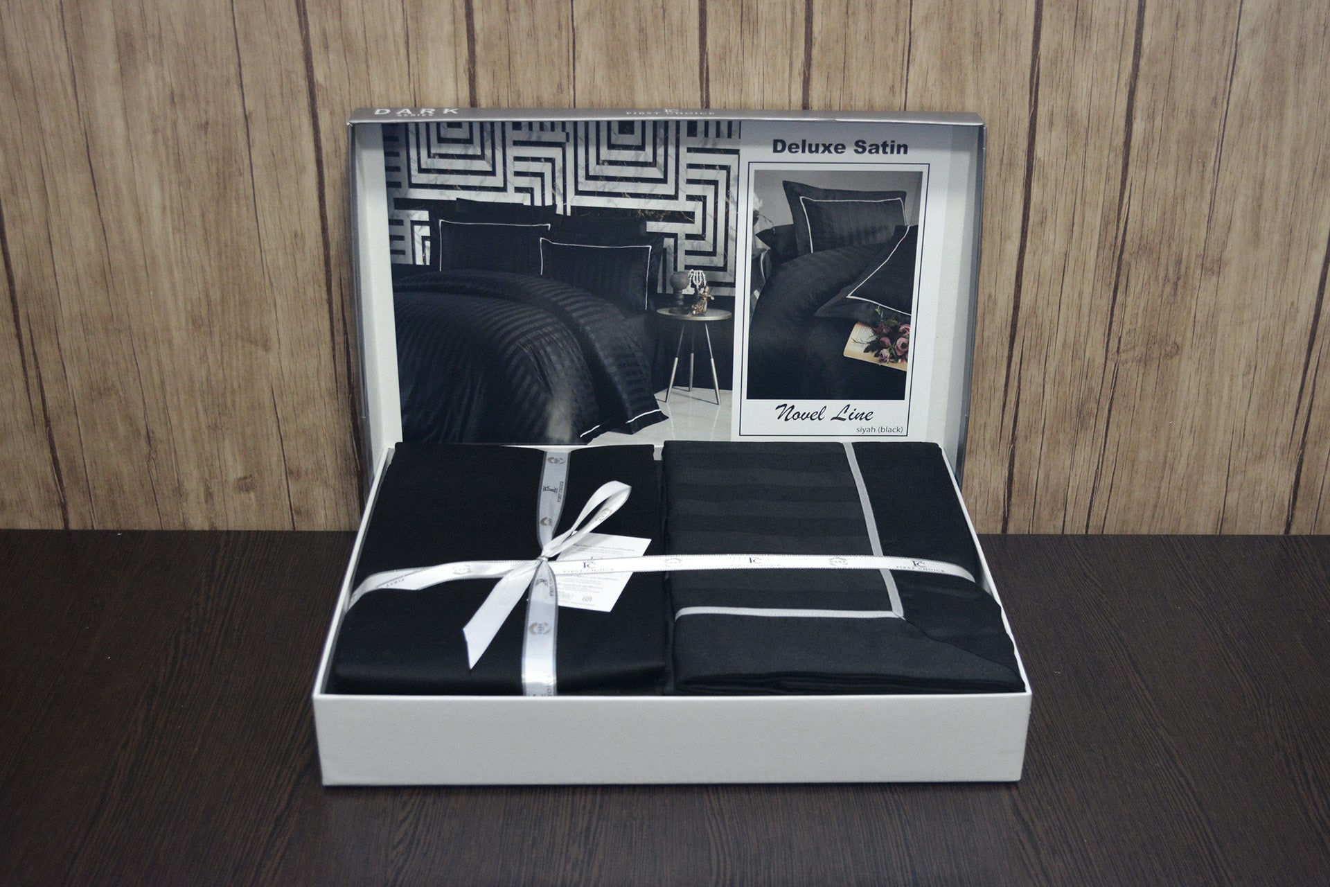 Комплект постільної білизни First Choice Deluxe Satin DARK 200х220 Novel Line Black