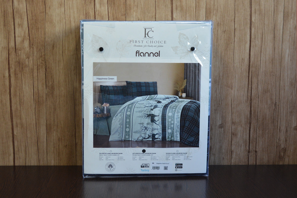 Комплект постільної білизни First Choice Flanel 160x220 см Happiness Green