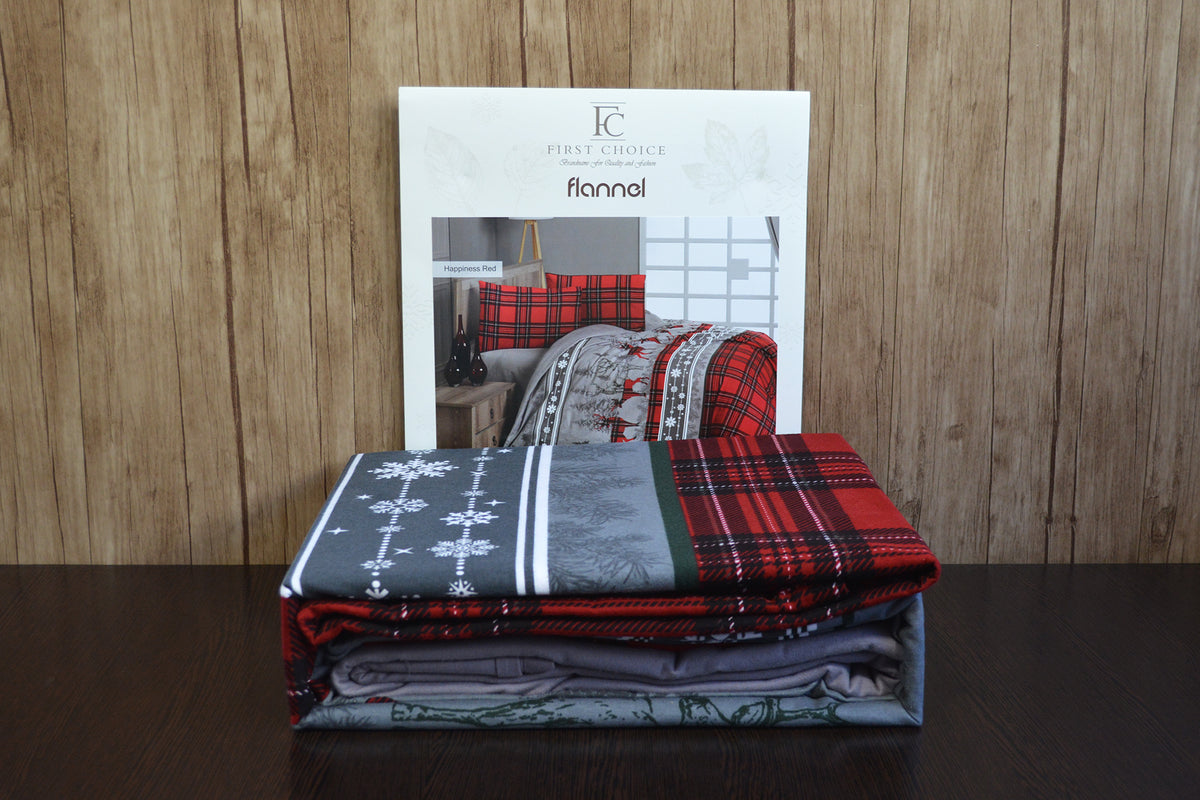 Комплект постільної білизни First Choice Flanel 200x220 см Happiness Red