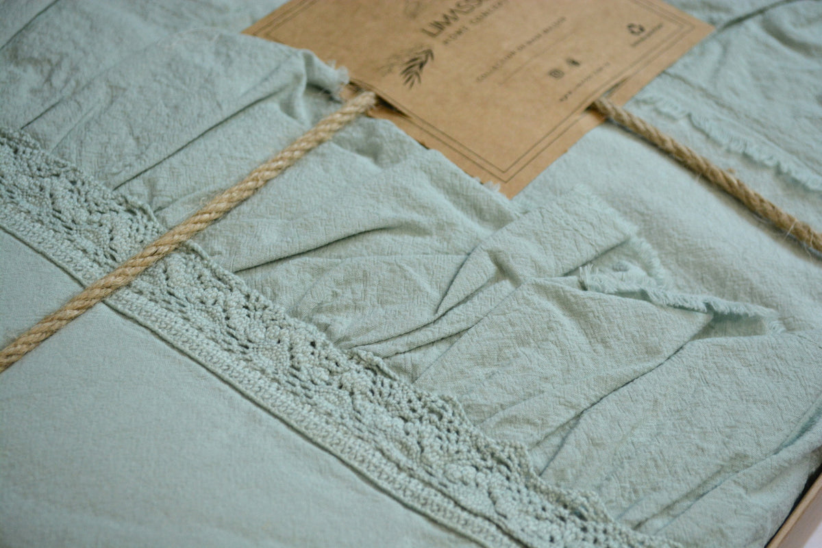 Постільна білизна Limasso Stonewashed Francesca 200 х 220 см Mint