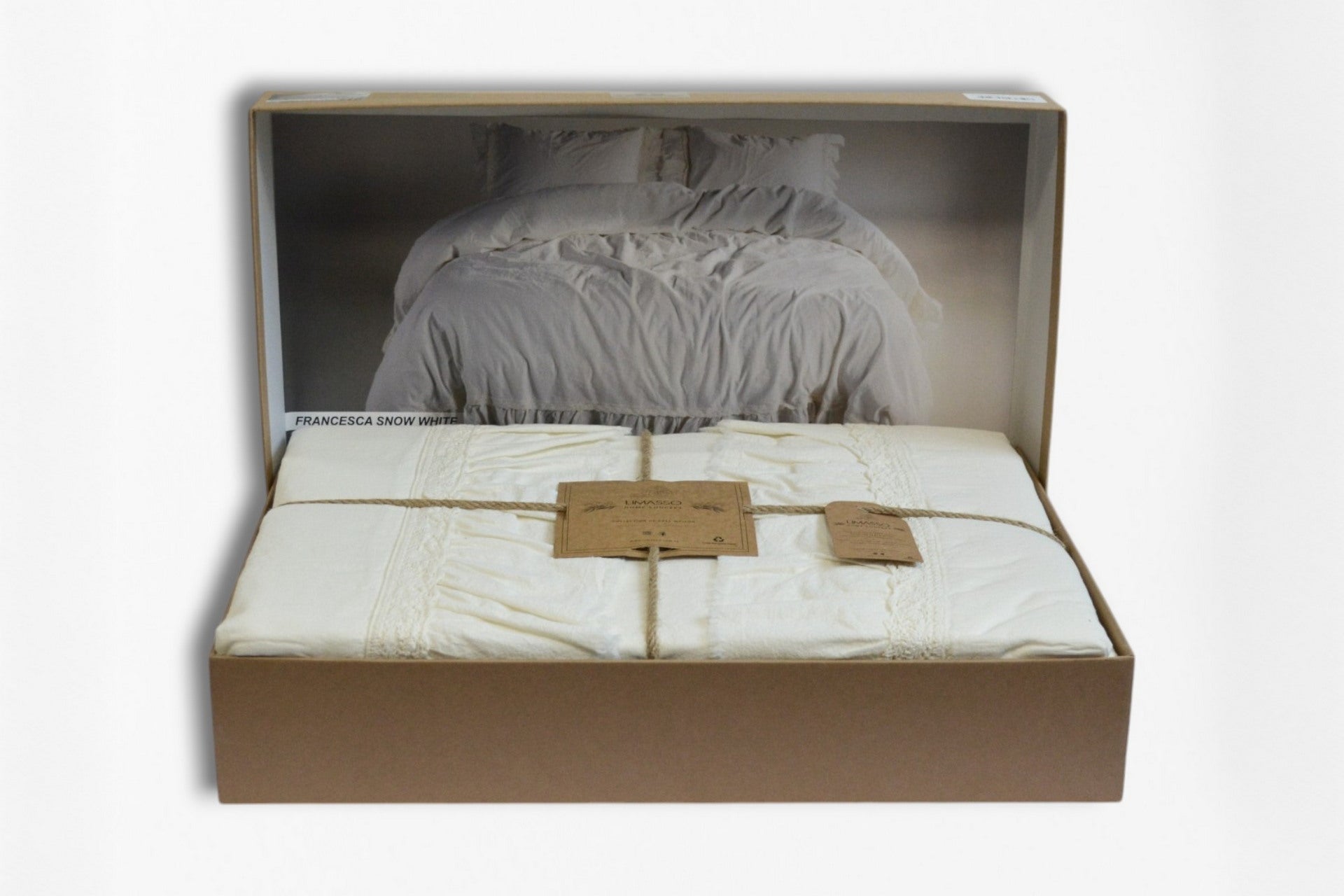 Постільна білизна Limasso Stonewashed Francesca 200 х 220 см Snow White