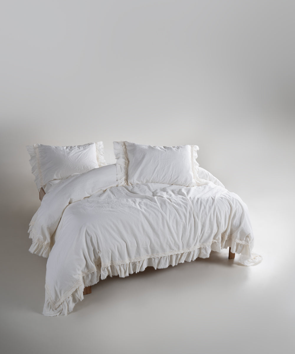 Постільна білизна Limasso Stonewashed Francesca 200 х 220 см Snow White