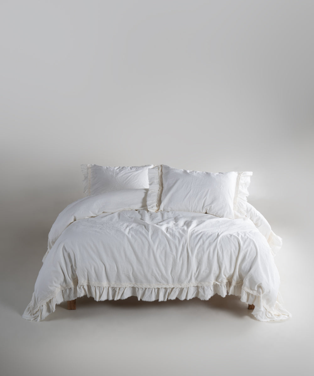 Постільна білизна Limasso Stonewashed Francesca 200 х 220 см Snow White