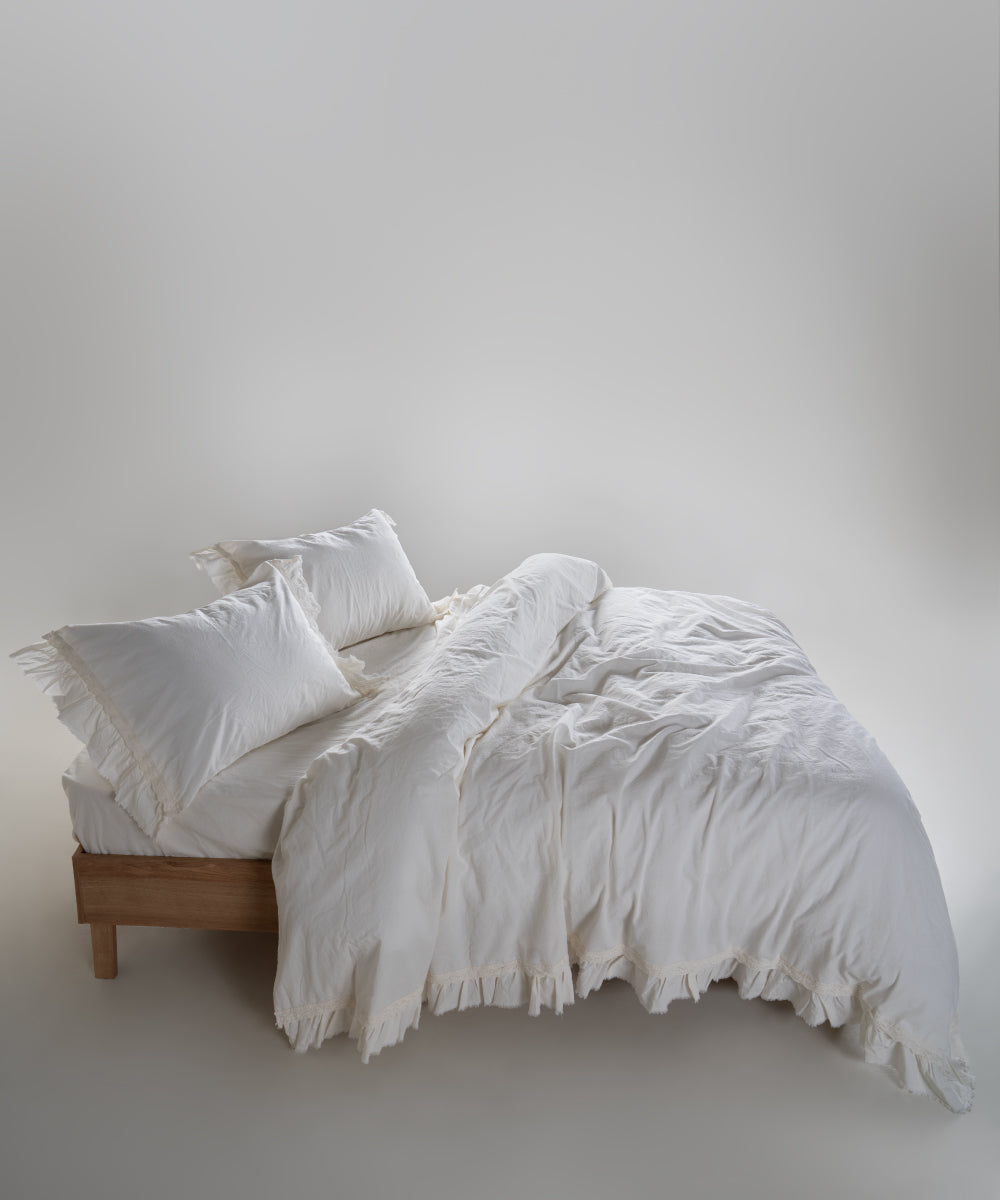 Постільна білизна Limasso Stonewashed Francesca 200 х 220 см Snow White