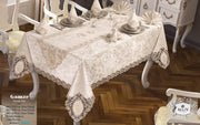 Велюрова скатертина з ранером Selin Gamze Set 160×350+12 серветок