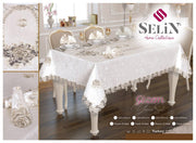 Велюрова скатертина Selin Gizem Set 160×220+8 серветок