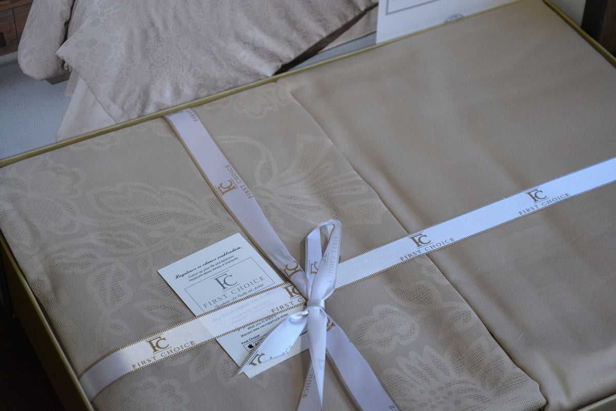 Постільна білизна First Choice Jacquard Satin 200 х 220 см Herra Cappuccino