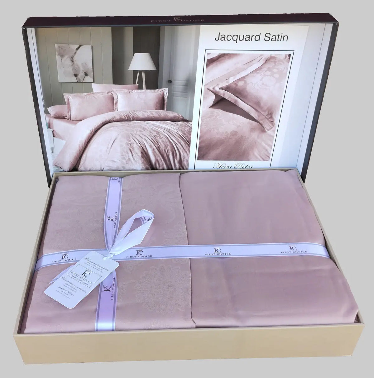 Постільна білизна First Choice Jacquard Satin 200 х 220 см Herra Powder