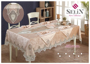 Велюрова скатертина з ранером Selin Hurrem Set 160×220+12 серветок