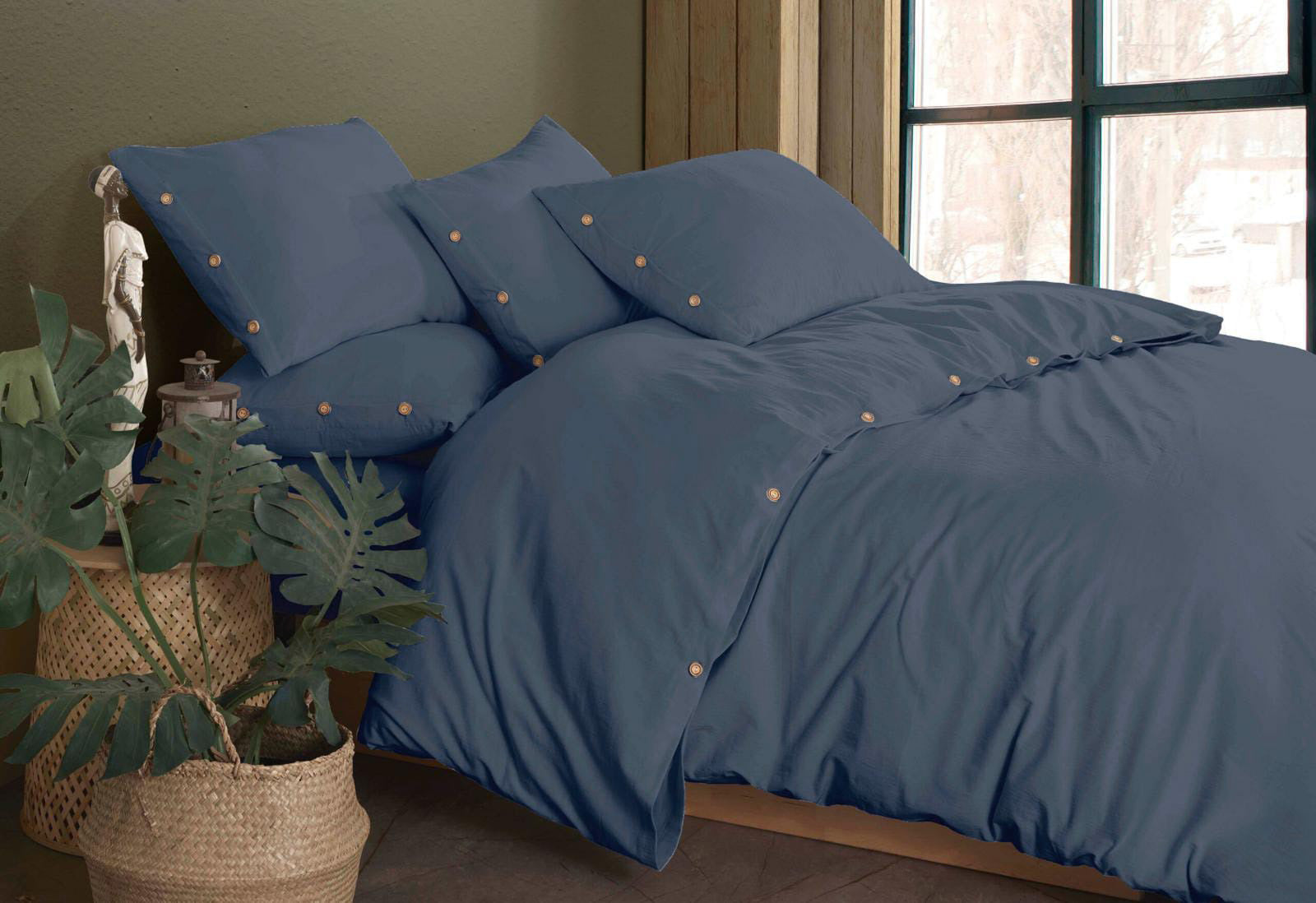 Постільна білизна Golden Colors Stonewashed 200 х 220 см Indigo (перероблена бавовна)