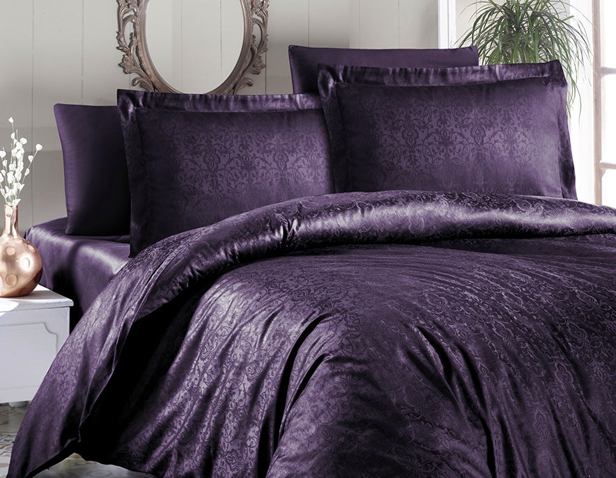 Постільна білизна First Choice Jacquard Satin DARK 200 х 220 см Athena Purple