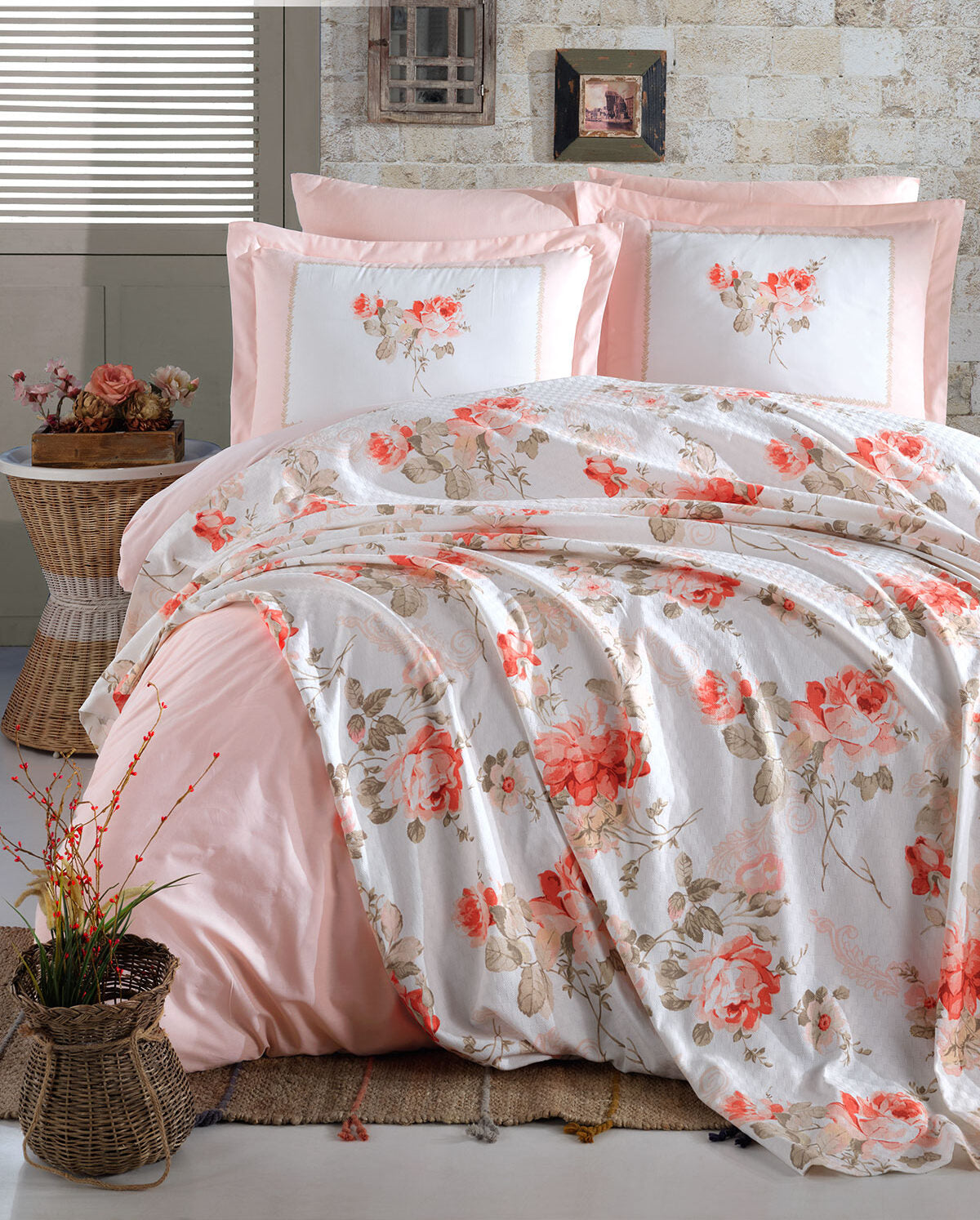 Постільна білизна Istanbul 220x240 Jardin parfum з дифузором і пледом, Kirmizi