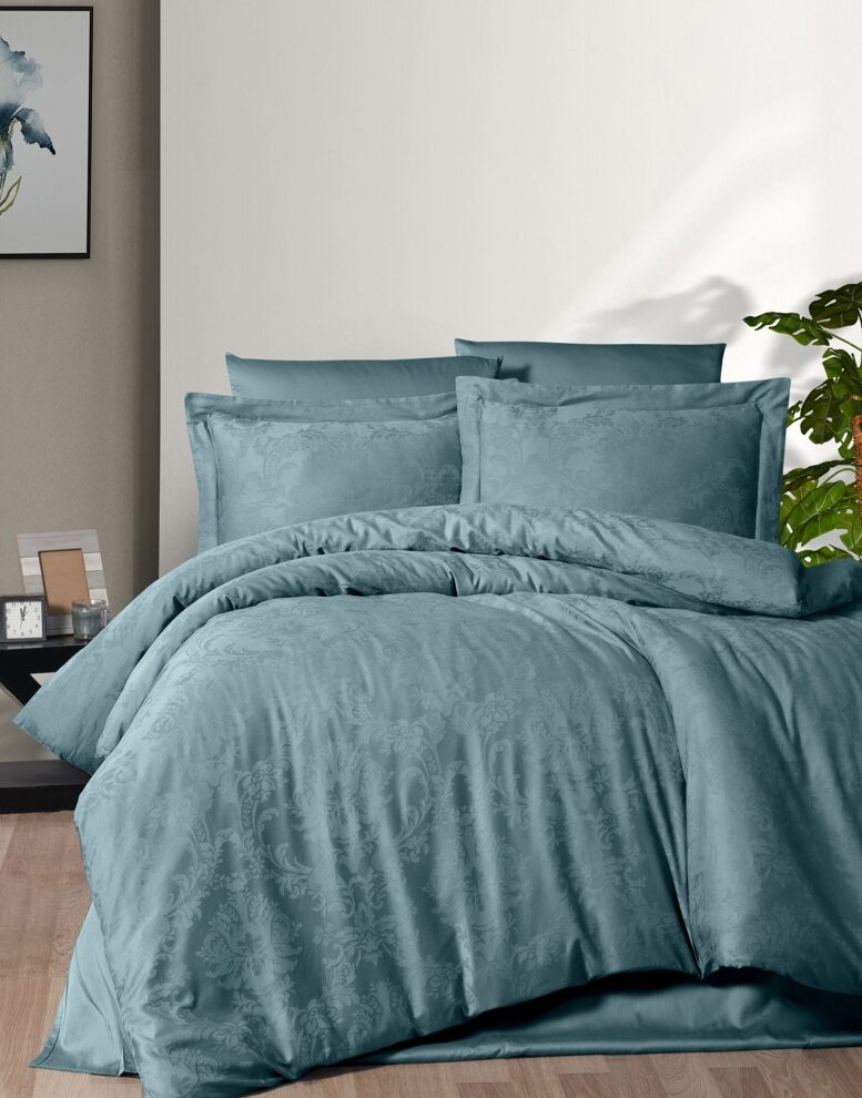 Постільна білизна First Choice Jacquard Satin 200 х 220 см Regina Blue Stone