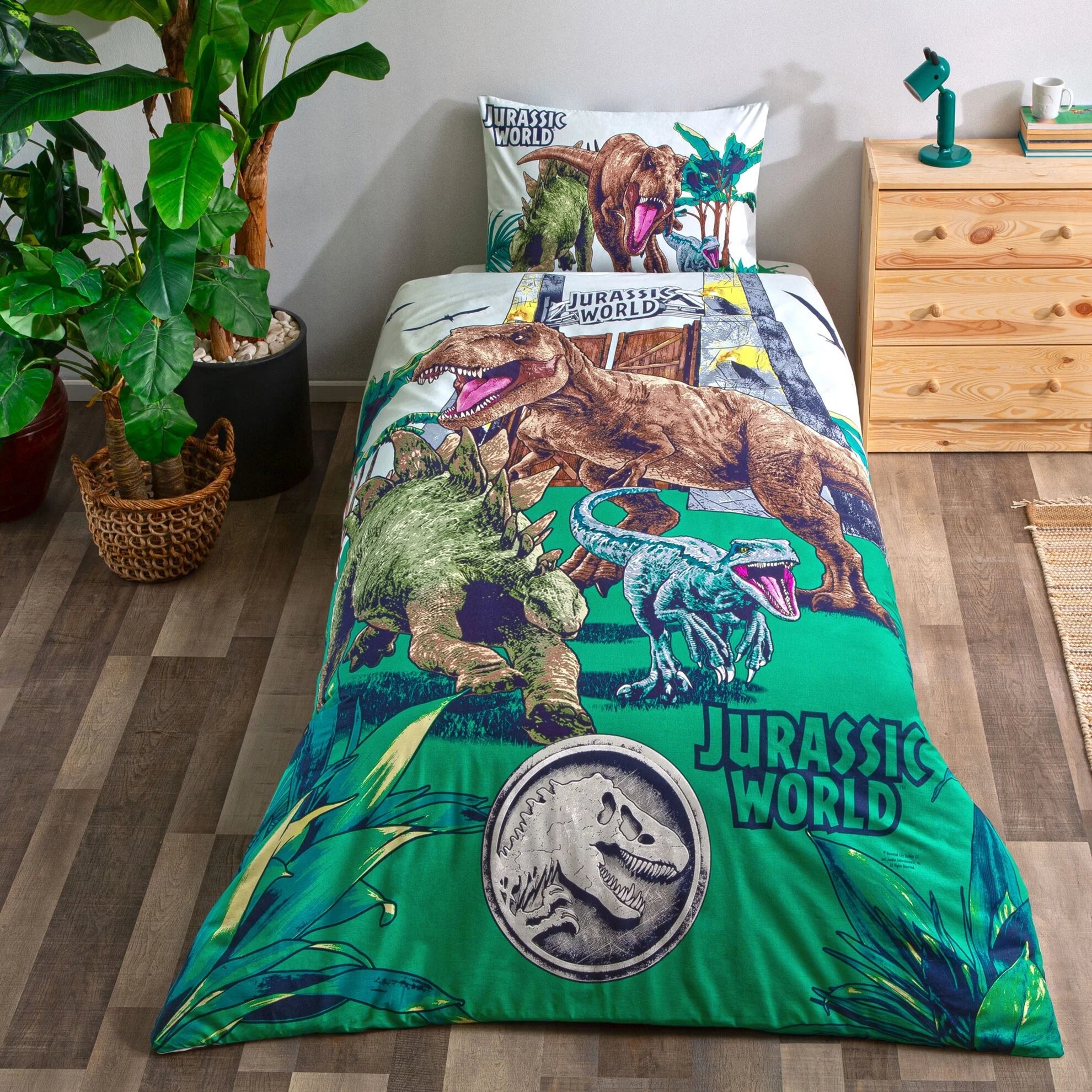 Постільна білизна TAC Disney 160x220 см Jurassic World Forest