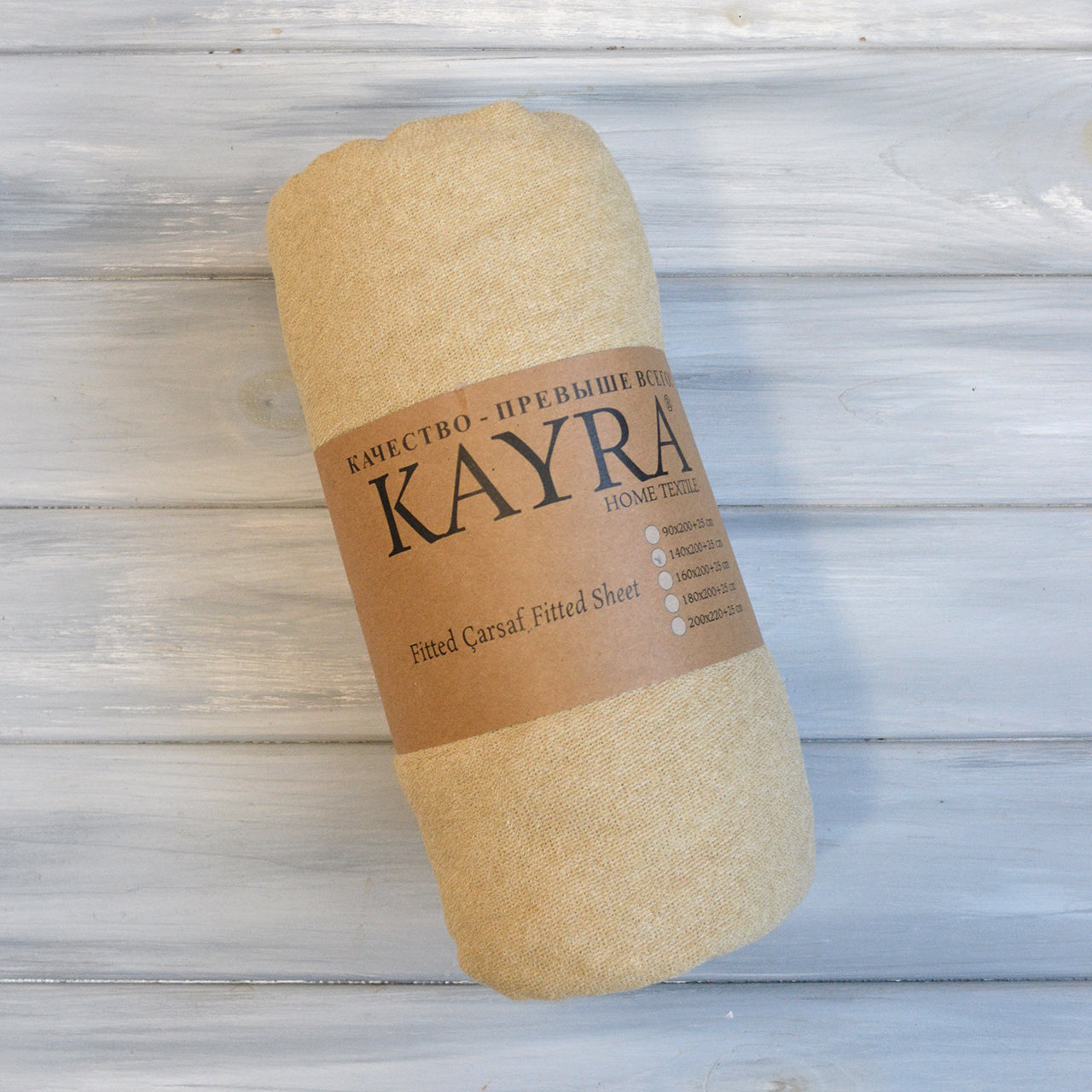 Простирадло Kayra 90 x 200 +25 см махрове на гумці - Бежевий
