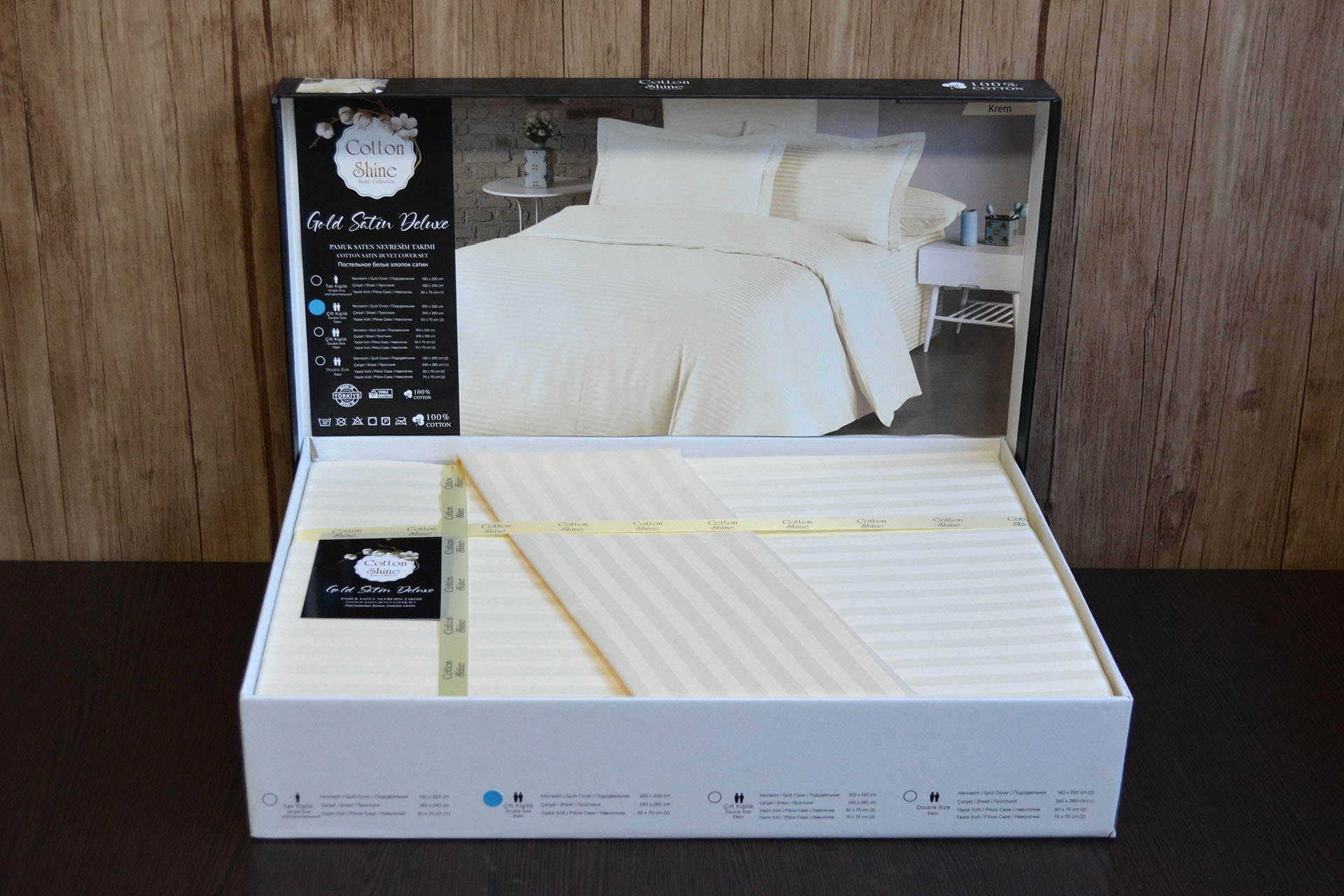 Постільна білизна Cotton Shine Stripe Satin 160х220 Krem