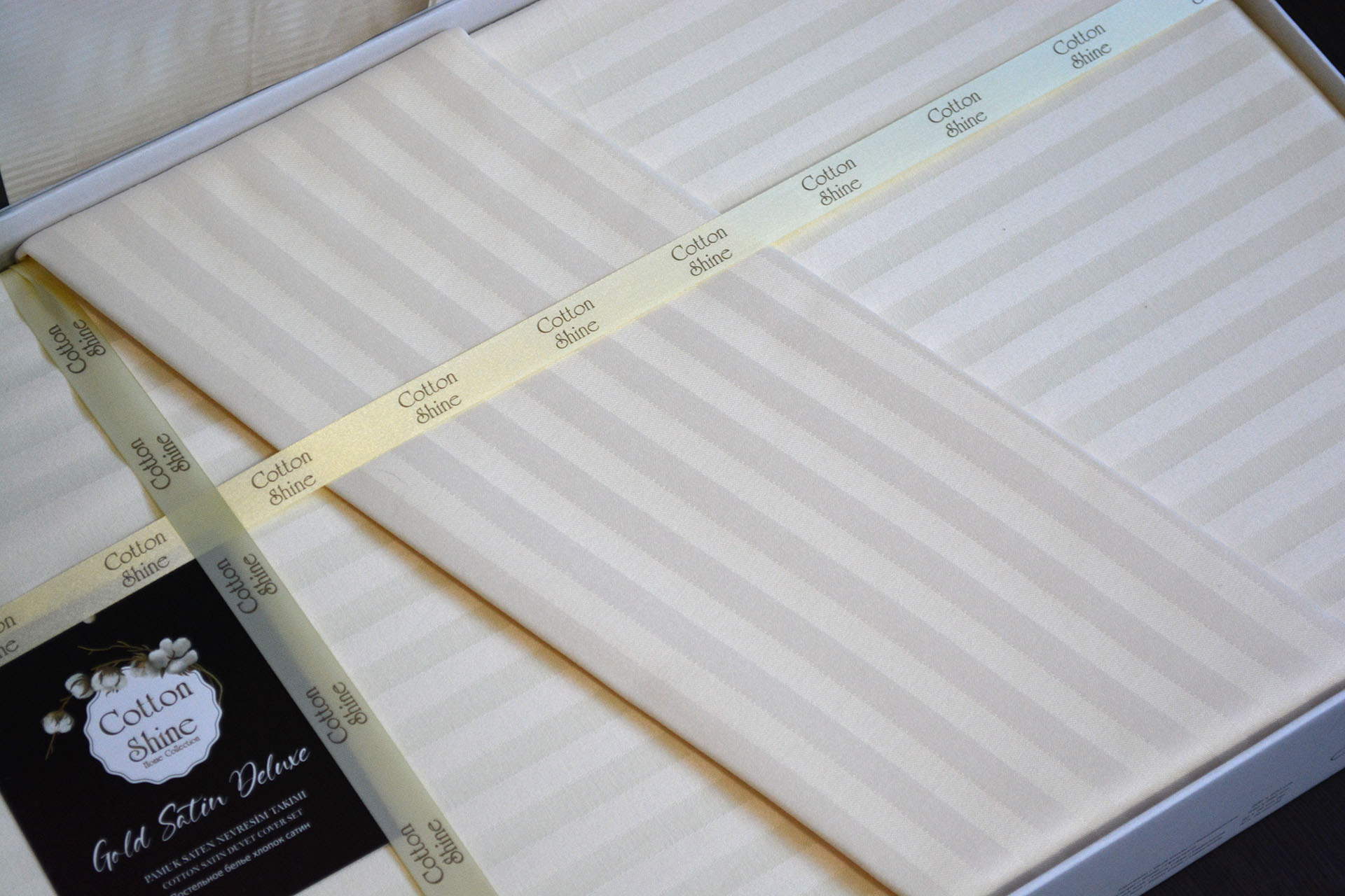 Постільна білизна Cotton Shine Stripe Satin 160х220 Krem