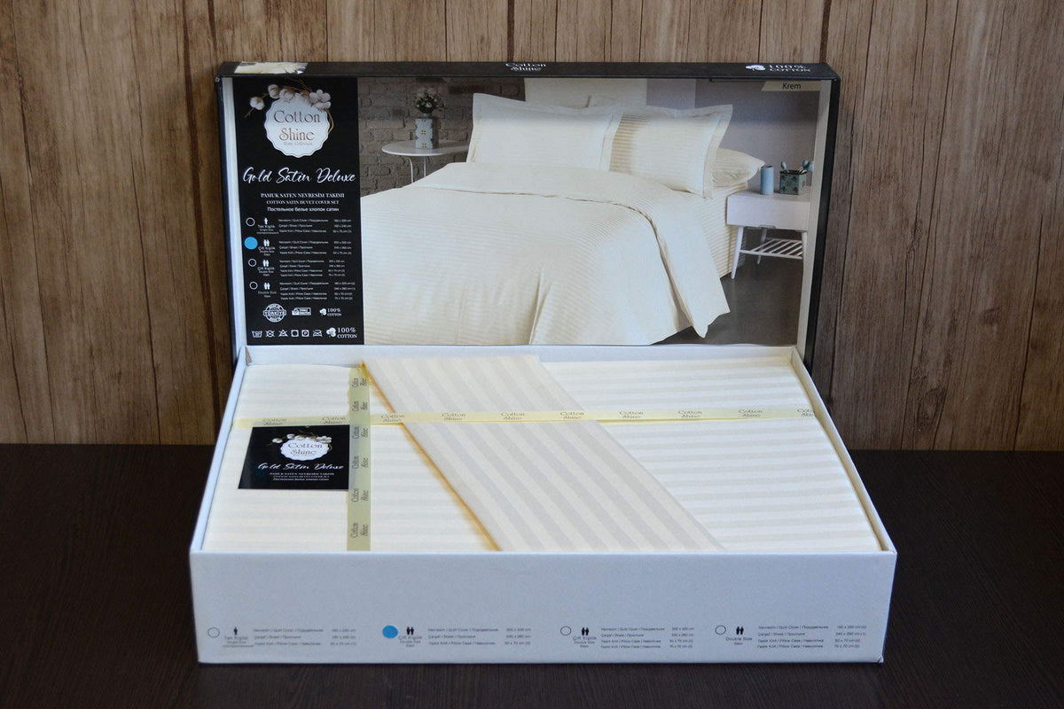 Постільна білизна Cotton Shine Stripe Satin 200х220 Krem