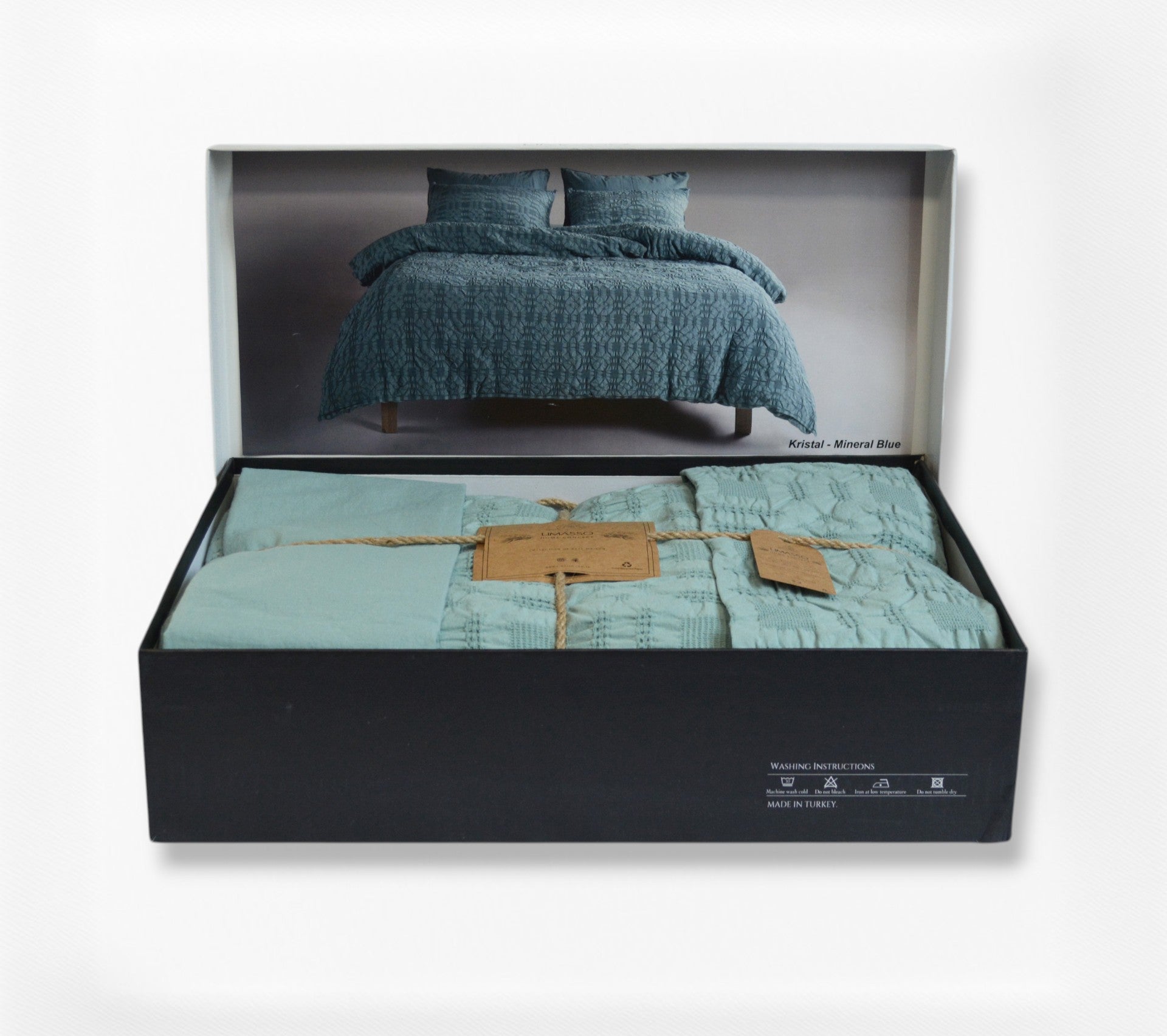 Постільна білизна Limasso Stonewashed Kristal 200 х 220 см Mineral Blue