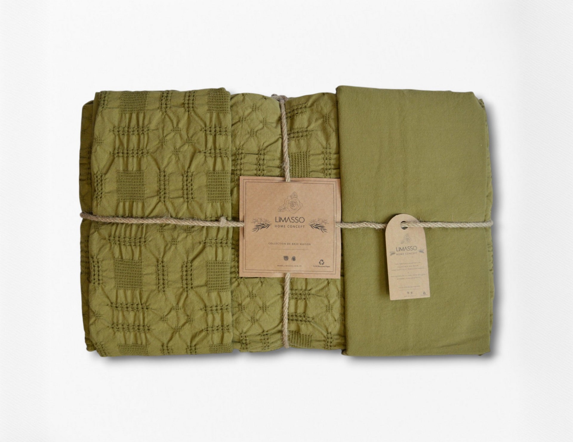 Постільна білизна Limasso Stonewashed Kristal 200 х 220 см Olive