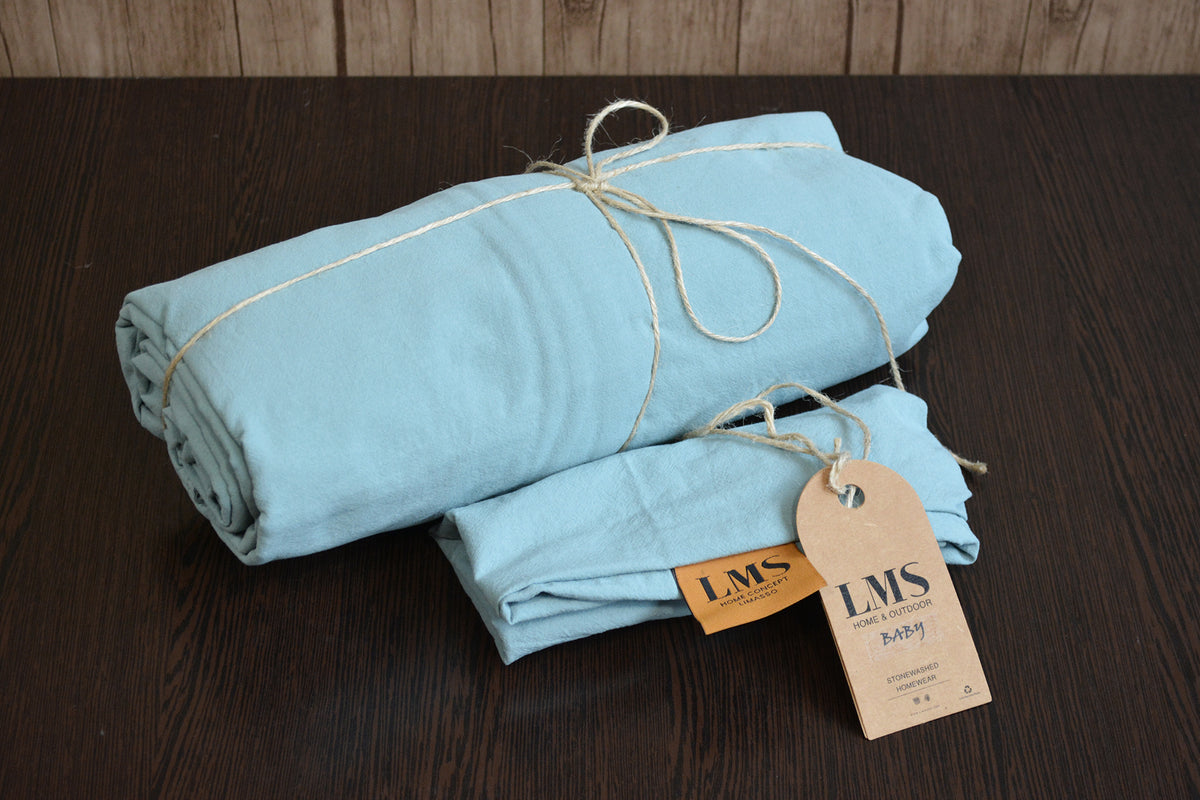 Дитяча постільна білизна Limasso Stonewashed STD Ranforse Baby 100х150 см Mineral Blue