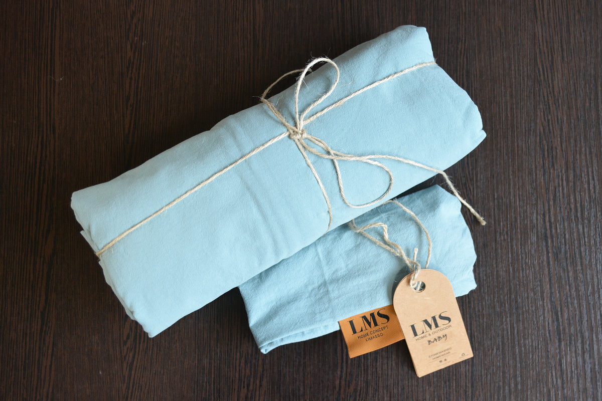 Дитяча постільна білизна Limasso Stonewashed STD Ranforse Baby 100х150 см Mineral Blue
