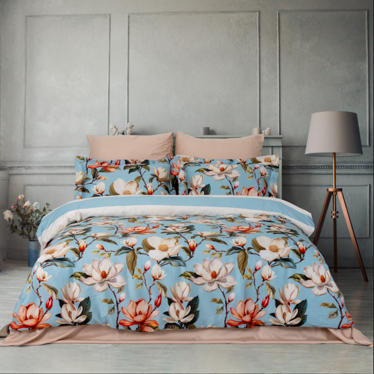 Комплект постільної білизни Prima Casa Digital Satin 200 х 220 см Magnolya Blue